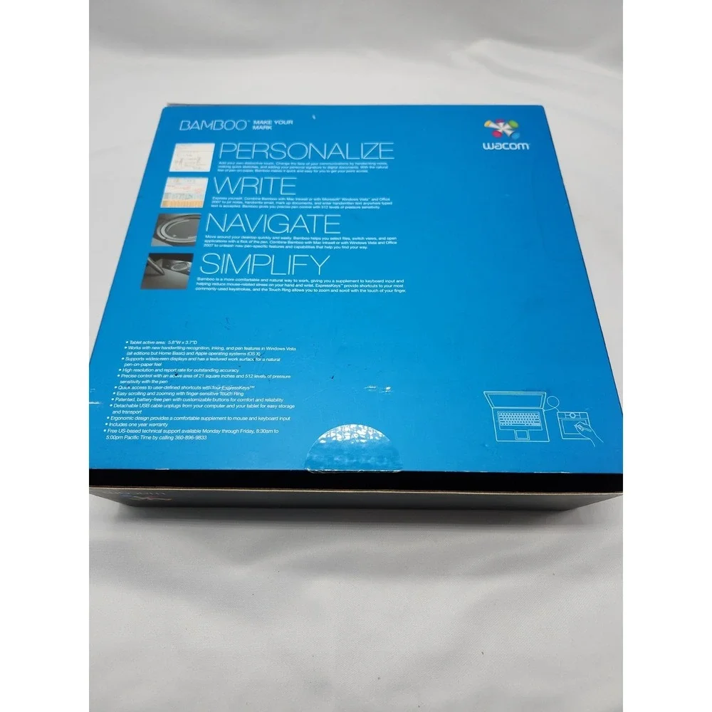Pre-Owned Wacom Bamboo Make Your Mark Drawing Tablet Adapter‎ Small MTE450 Black